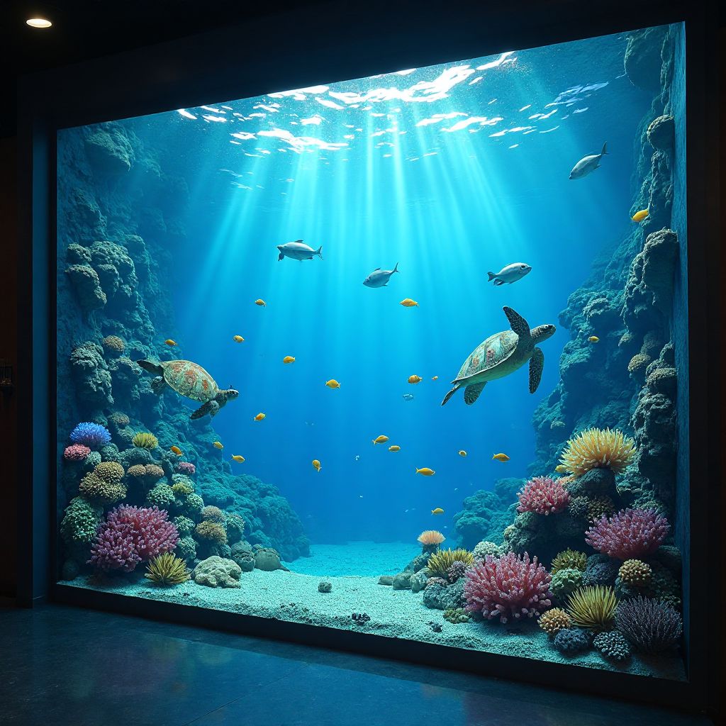 Underwater viewing area of marine exhibits